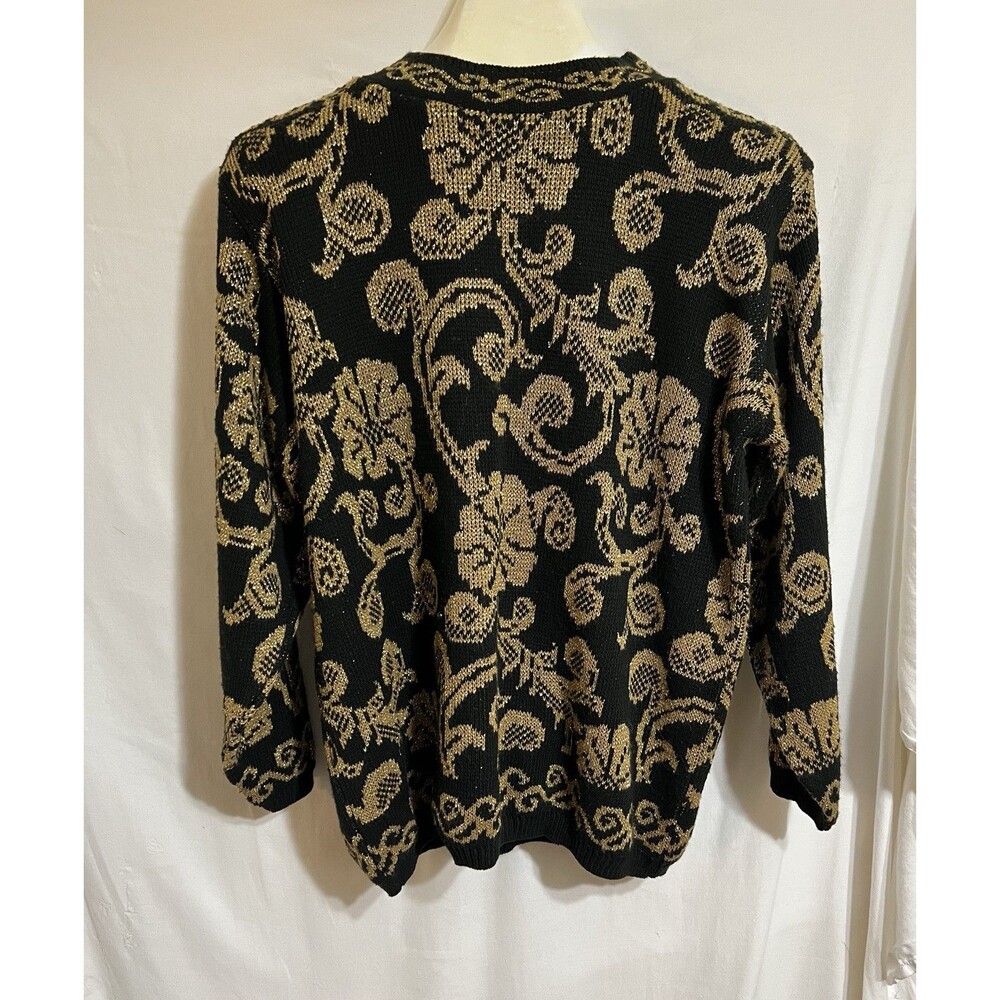 Grandma, Mom sweater gold black floral Paisley vintage Urban Bling Church R